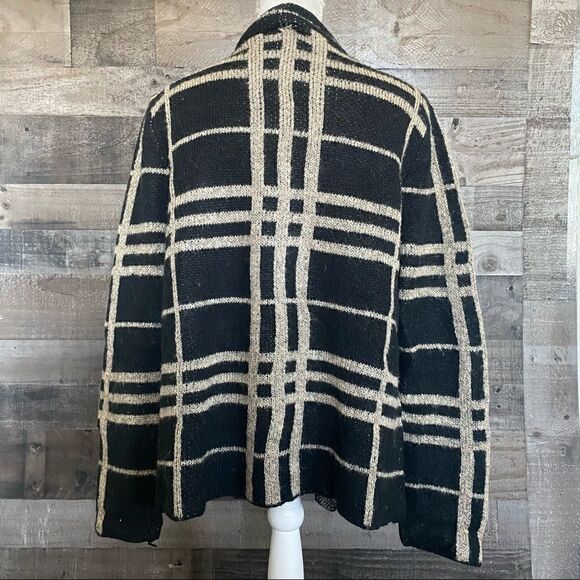 Sioni open cozy cardigan sweater black/ tan - Picture 3 of 8